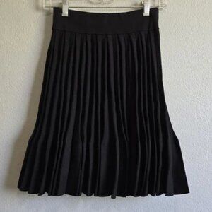 Maje Midnight Black A-Line Skirt with Pleated Design